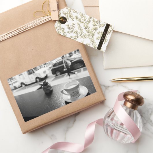 Charmante koffiebar rechthoekige sticker (Geschenken)