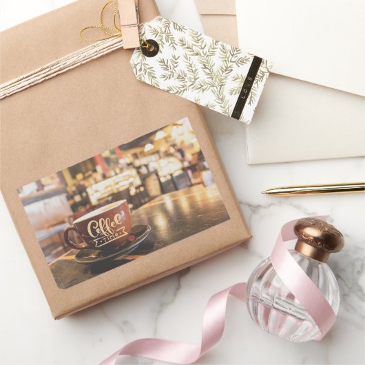 Charmante koffietijd Cafe Rechthoekige Sticker (Geschenken)