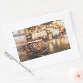 Charmante koffietijd Cafe Rechthoekige Sticker (Envelop)