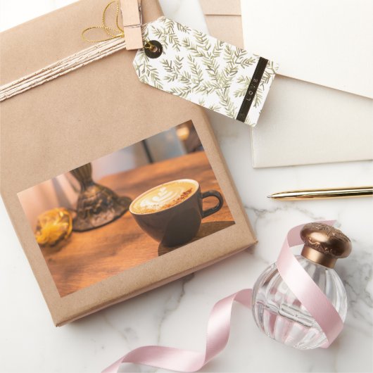 Charmante koffietijd rechthoekige sticker (Geschenken)