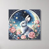 Charmante konijn in een lenteweide onder een sterr canvas afdruk (Voorkant)
