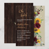 Charmante Koninklijke Bourgondië Zonnebloem Bruids Kaart (Voorkant / Achterkant)