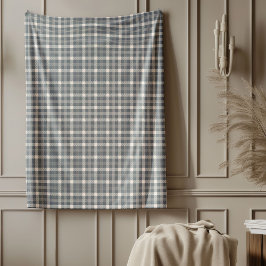 Charmante Koraal en Grijze Deken met Plaid Design