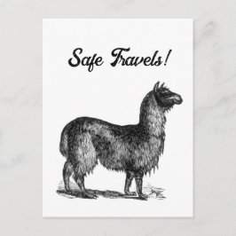 Charmante lama schets, schattige dierlijke inkt te briefkaart