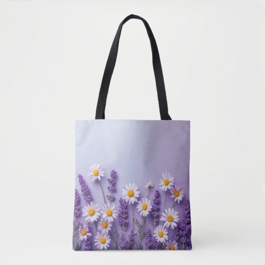 Charmante Lavendel & Witte Daisy Bag Tote Bag (Voorkant)
