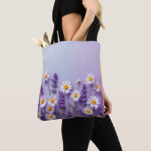 Charmante Lavendel & Witte Daisy Bag Tote Bag (Dichtbij)