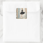 Charmante LBD Mode Decal Vierkante Sticker (Tas)
