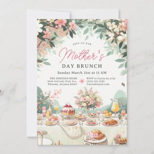 Charmante lente bloemenbrunch Moederdag Kaart (Voorkant)
