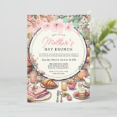 Charmante lente bloemenbrunch Moederdag Kaart (Staand voorkant)