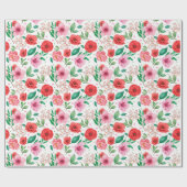 Charmante lente roze bloesems & roze Confetti Stip Cadeaupapier (Vlak)