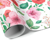 Charmante lente roze bloesems & roze Confetti Stip Cadeaupapier (Rol Hoek)