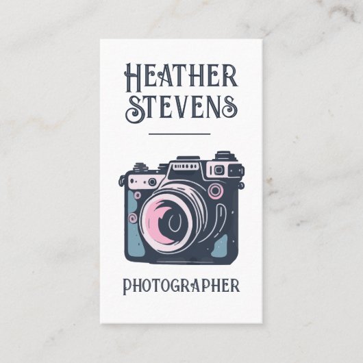 Charmante Leuke Retro Camera Koele Fotograaf Visitekaartje (Voorkant)