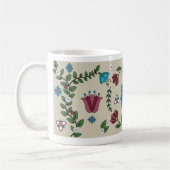 Charmante Levendige Bloemen Folk Art Mok (Links)