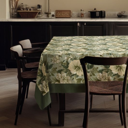 Charmante  lichte pastel groene witte bloemen tafelkleed