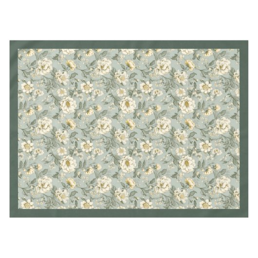 Charmante  lichte pastel groene witte bloemen tafelkleed (Voorkant (Horizontaal))