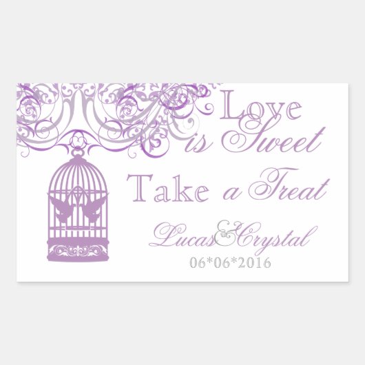 Charmante Liliac Vogelkooi Snoep Buffet Sticker (Voorkant)