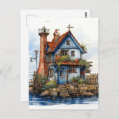 Charmante Little Seaside Shack Art Briefkaart (Voorkant / Achterkant)