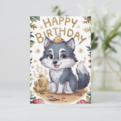 Charmante Lovely Wolf digitale verjaardag Kaart (Staand voorkant)