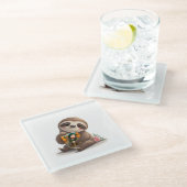 charmante luiaard glazen onderzetter (Schuin)