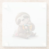 charmante luiaard glazen onderzetter (Achterkant)