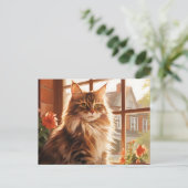 Charmante Maine Coon Cat Briefkaart (Staand voorkant)
