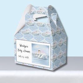 Charmante Mama Zwaan Met Baby'S In Peach Sunset Bedankdoosjes