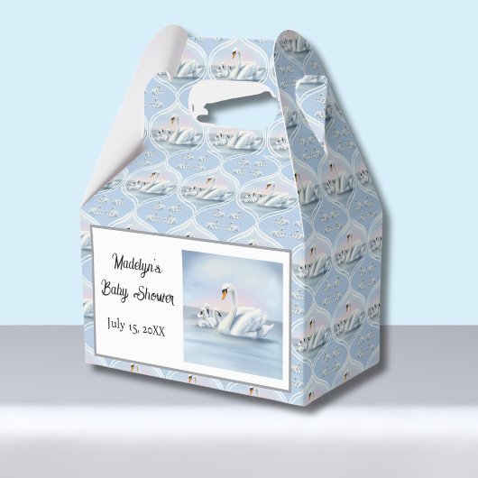 Charmante Mama Zwaan Met Baby'S In Peach Sunset Bedankdoosjes