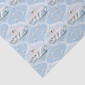 Charmante Mama Zwaan Met Baby'S In Peach Sunset Tissuepapier (Detail)