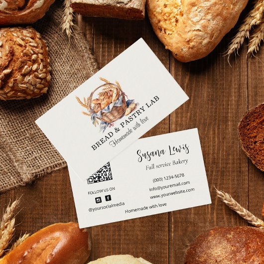 Charmante mand van brood en tarwe Bakkerij Visitekaartje