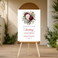 Charmante Maroon Bloemen Eucalyptus Goud Welkom