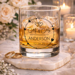 Charmante meneer en mevrouw Aangepaste namen huwel Whisky Glas