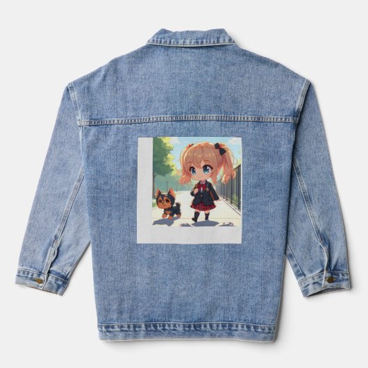 Charmante metgezel lopen denim jacket (Achterkant)
