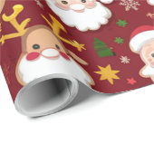 Charmante Mini Kerstman en Rendier kerstpatroon Cadeaupapier (Rol Hoek)