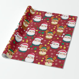 Charmante Mini Kerstman en Rendier kerstpatroon Cadeaupapier