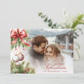 Charmante Mistletoe Foto & Naam Kerst Kaart (Staand voorkant)