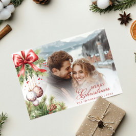 Charmante Mistletoe Foto & Naam Kerst Kaart