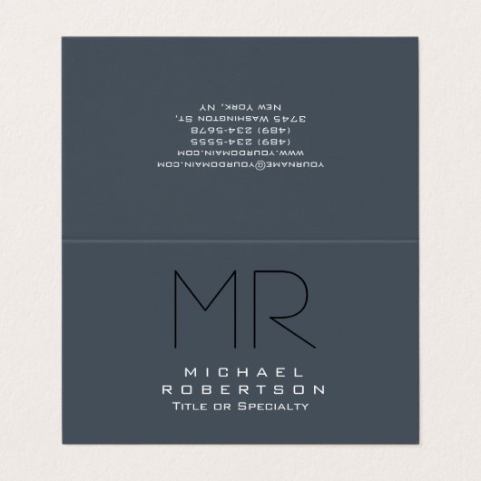 Charmante moderne monogram grijs schoon visitekaartje (Buitenkant ongevouwen)