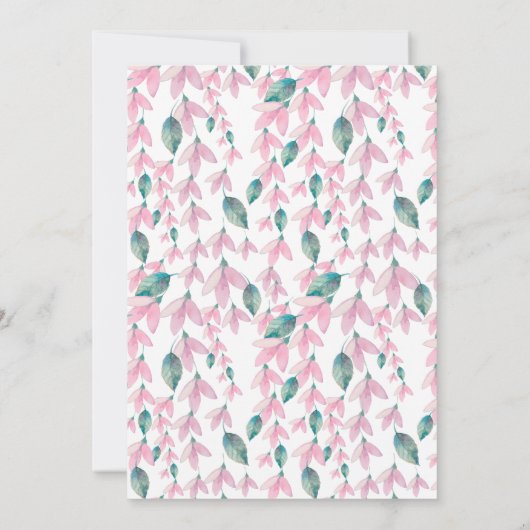 Charmante moderne roze Wisteria bloemenbruiloft Kaart (Achterkant)