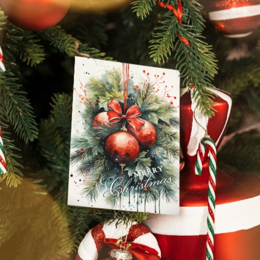 Charmante moderne Waterverf kerstmaretak Briefkaart