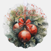 Charmante moderne Waterverf kerstmaretak Ornament Kaart (Voorkant)