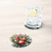 Charmante moderne Waterverf kerstmaretak Ronde Kartonnen Onderzetter (Insitu)