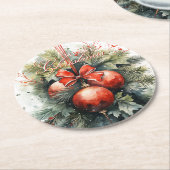 Charmante moderne Waterverf kerstmaretak Ronde Kartonnen Onderzetter (Gebogen)