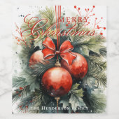 Charmante moderne Waterverf kerstmaretak Wijn Etiket (Enkel label)