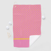 Charmante Monogrammed Roze met Gele Polka Dots Golfhanddoek (Insitu)