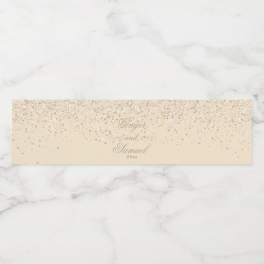 Charmante mousserende wijn glitter waterfles etiket (Enkel label)