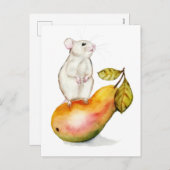 Charmante muis op een peer feestdagenkaart (Voorkant / Achterkant)