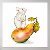 Charmante muis op een peer poster (Voorkant)