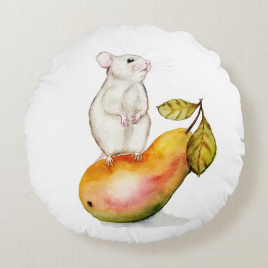 Charmante muis op een peer rond kussen (Voorkant)