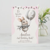 Charmante Muizenballonnen 2e verjaardagsfeest Kaart (Staand voorkant)