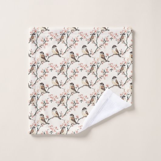 Charmante mussen en bloesems bad handdoek (Wasdoekje)